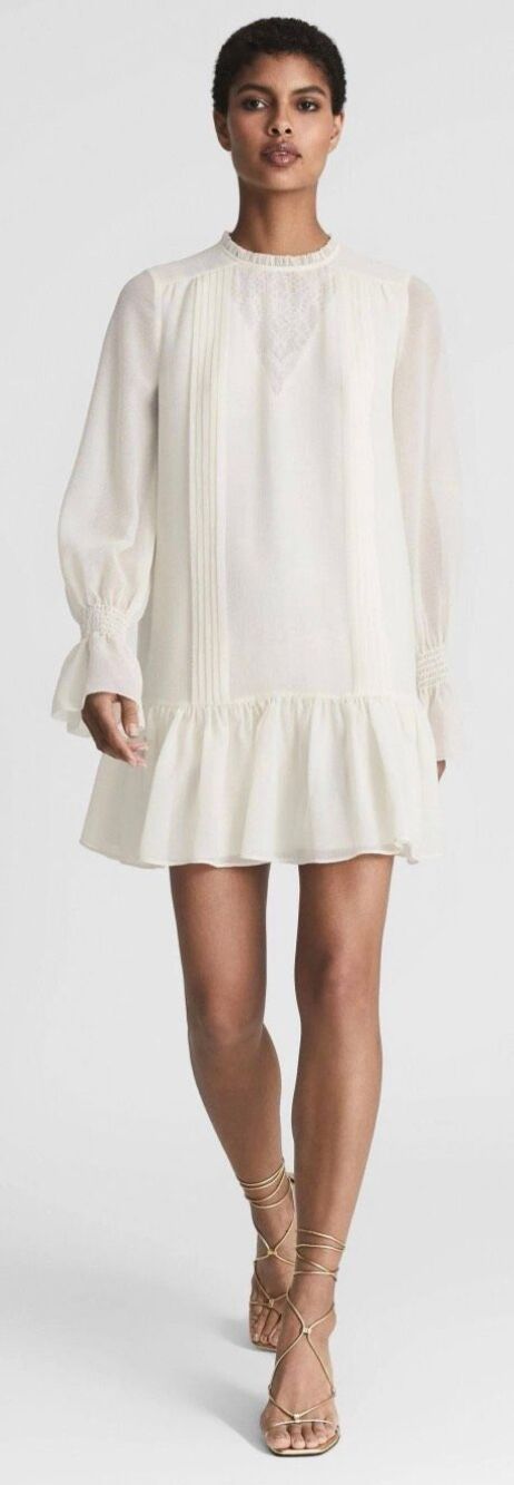Reiss Women's Esme Ivory Shift Mini Dress NWT Size 10